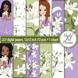 Lily flowers digital papers