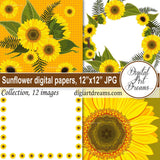 Sunflower printable scrapbook paper