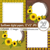 Sunflower 12x12 scrapbook paper
