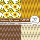 Sunflower digital scrapbook paper
