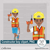African American boy constructor clipart