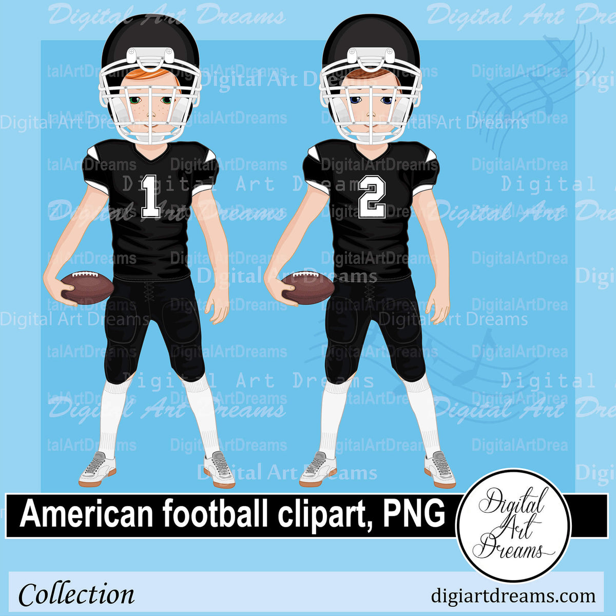 American Football Clipart, Black Team Images