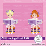Child reading clipart
