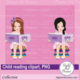 Kid reading clipart