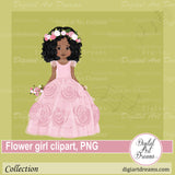 Black flower girl clipart