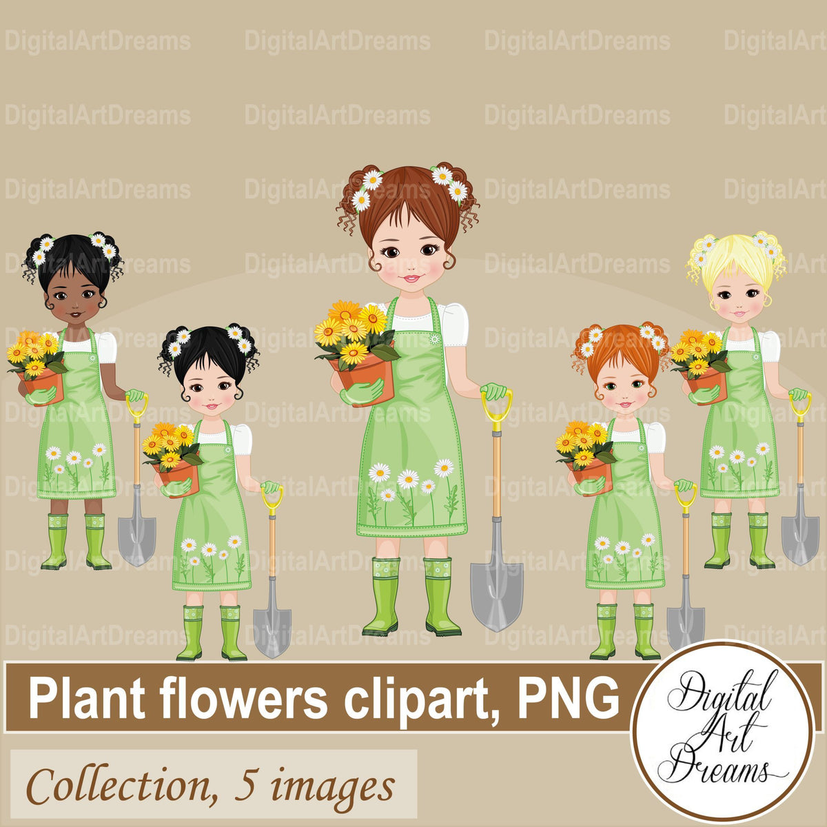 Little Girl Gardening Clipart | Cute Character Images PNG – Digital Art  Dreams, image size:1200x1200