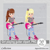 Girl with guitar clipart