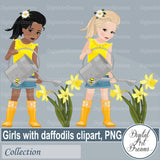 Little girl watering flowers clipart images