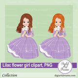 Girl holding flower clipart
