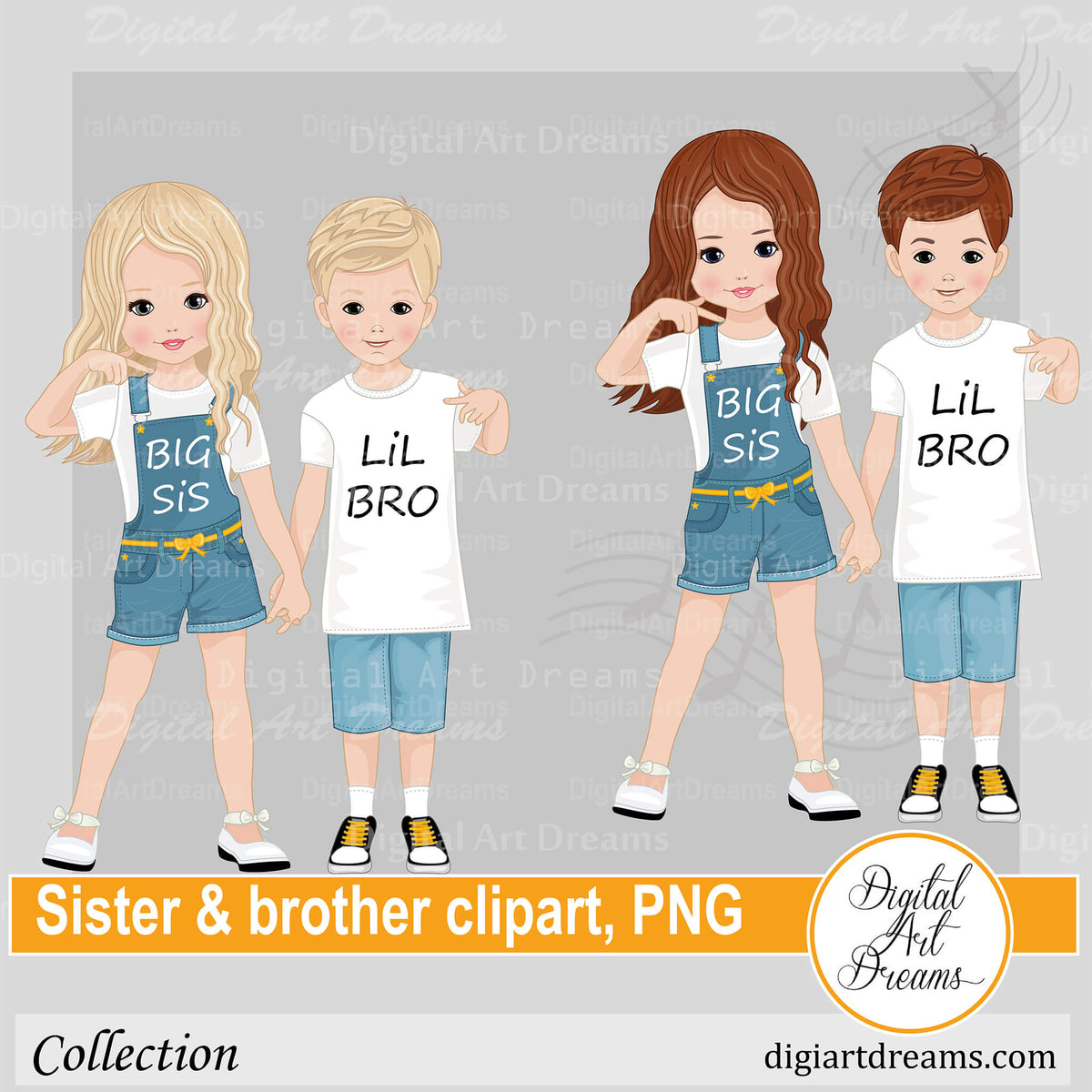 2 brothers and 1 sister clipart