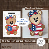4th of July Teddy Bear SVG Files with PDF instructions