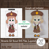 Brownie Girl Scout SVG files for scrapbook layouts, paper piecing, layered art, cards