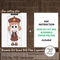 Brownie Girl Scout scrapbook SVG files with instructions on how to cut your embellishment from cardstock and glue paper piecing together (die cut)