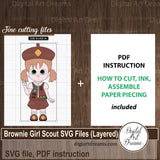Brownie Girl Scout scrapbook SVG files with instructions on how to cut your embellishment from cardstock and glue paper piecing together (die cut)