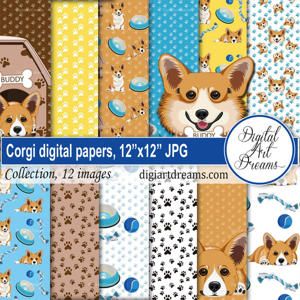 Corgi  scrapbooking paper