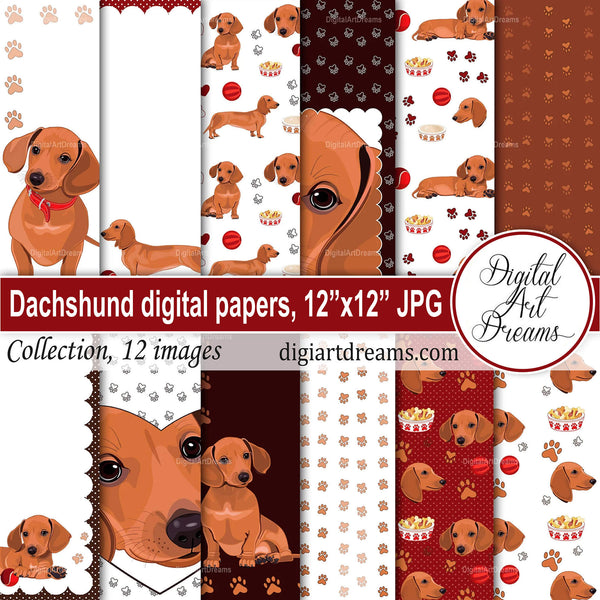 Dachshund 12x12 scrapbook paper