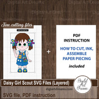 Daisy Girl Scout SVG layers template for Cricut Design Space (paper piecing with instructions)