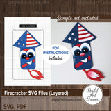 Firecracker SVG files with PDF instructions for scrapbook embellishments