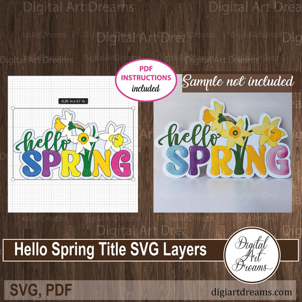 Hello Spring scrapbook titles SVG