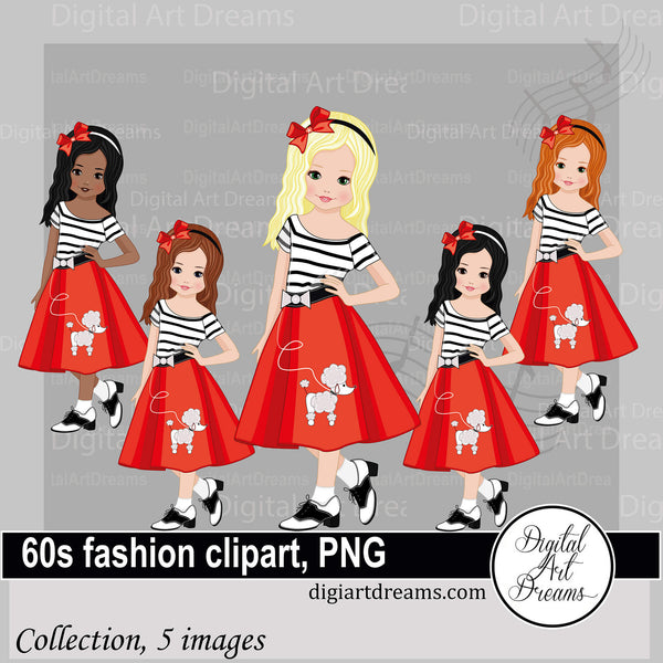 60s fashion clipart