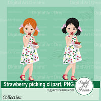 Picking strawberries clipart