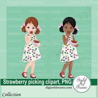 Girl with strawberries clipartimages