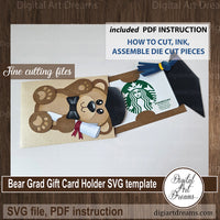 Bear graduation gift card holder SVG