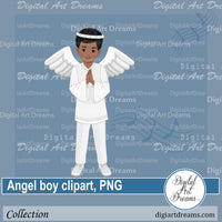 African American boy angel clipart