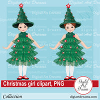 Christmas tree dress girl