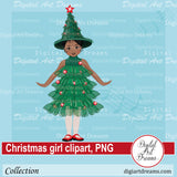 Christmas tree dress African American girl images