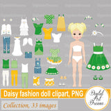 Daisy flower fashion paper doll