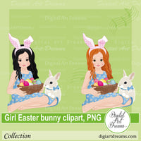 Little girl bunny clipart Easter png