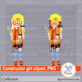 Girl construction worker clipart