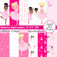 Ballerina digital paper 12x12 JPG