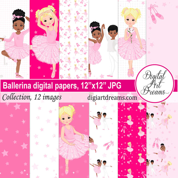 Ballerina digital paper 12x12 JPG