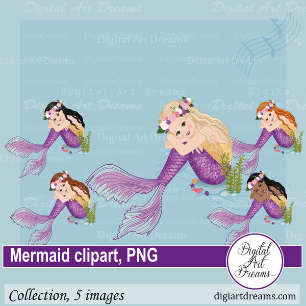 Mermaid clipart png images purple tail