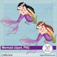 Purple mermaid clipart