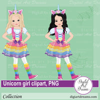 Birthday girl unicorn clipart