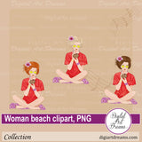 Woman on the beach clipart png