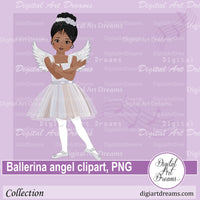African American ballerina angel wings clipart