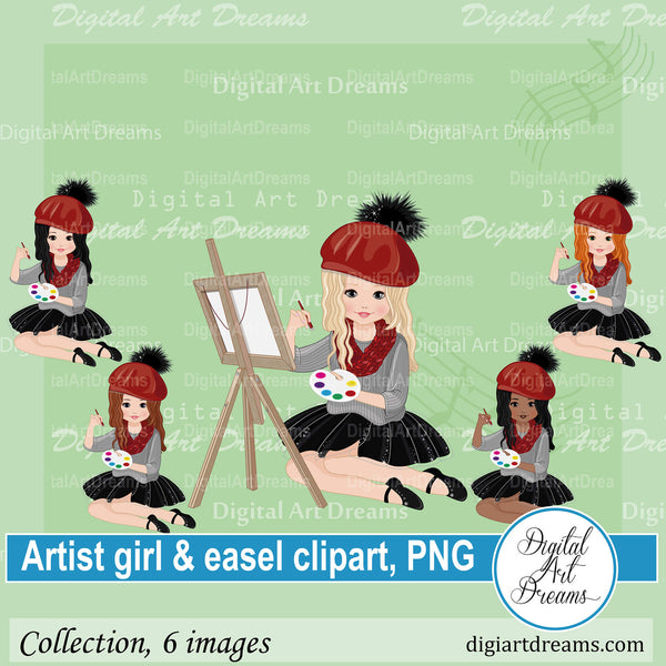 Girl artist clipart PNG images
