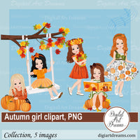 Autumn girl clipart