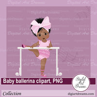 African American baby ballerina clipart