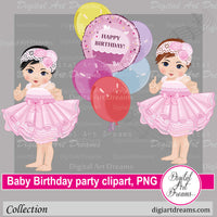 Baby girl 1st birthday clipart