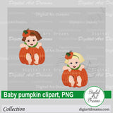 Halloween pumpkin baby girl clipart