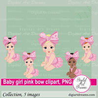 Baby girl clipart pink bow headband png images