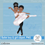African ballet couple boy and girl clipart