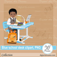 Black boy school desk clipart png