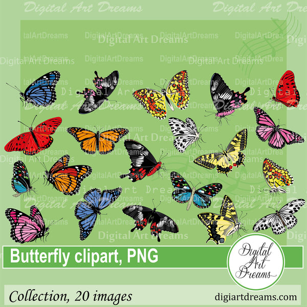 Green Flying Butterfly PNG Clipart​