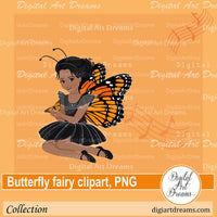 Butterfly fairy African American clipart